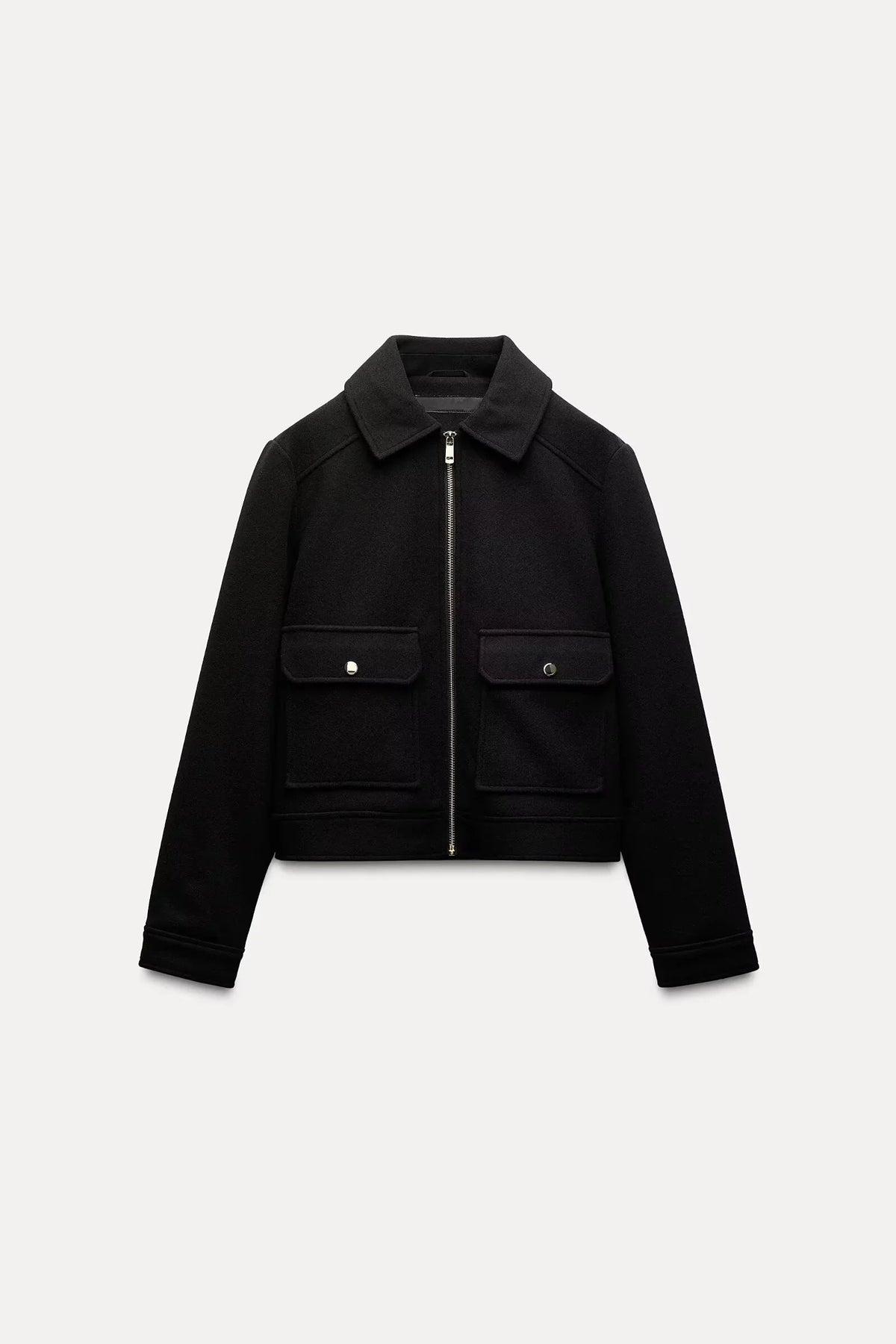 Christine Brewer Isla cropped zip-up utility jacket for women, shown in dark green with multiple pockets and a fitted style.