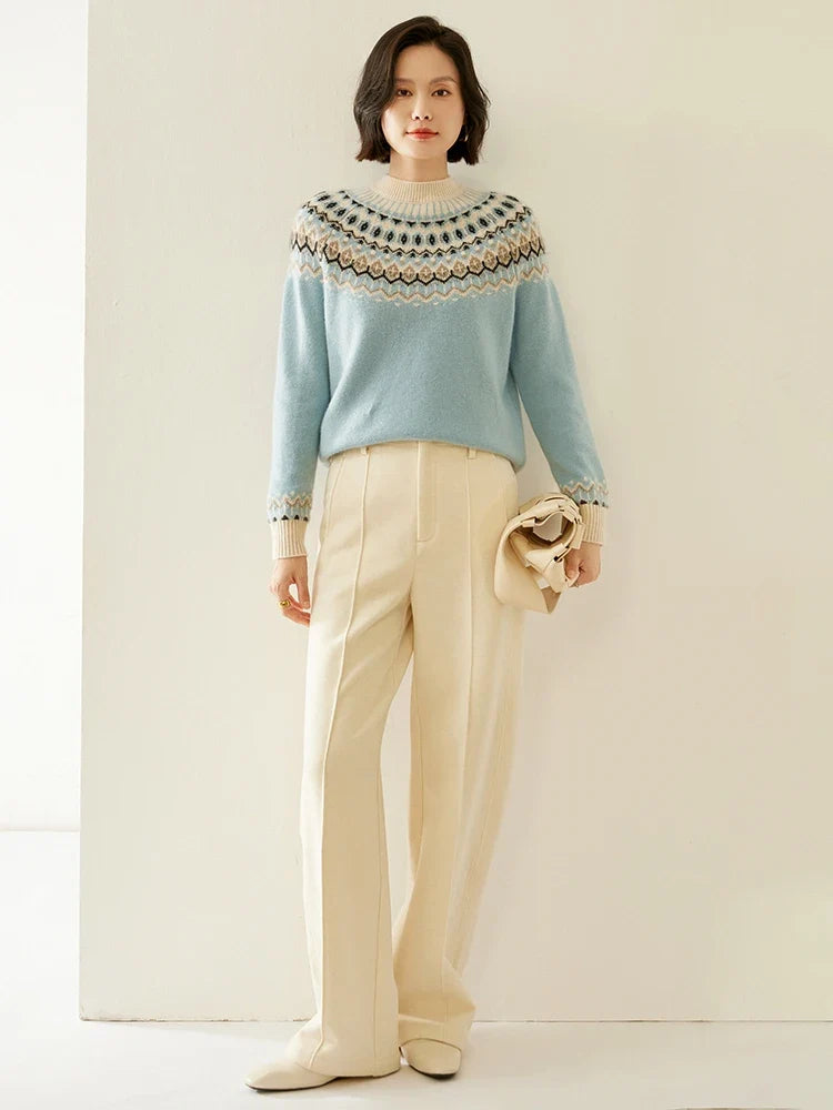 Christine Brewer Jolene cashmere mock neck sweater for women, featuring soft fabric and a cozy, stylish design.
