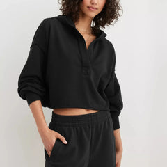 Women's Eleanor cropped hoodie by Christine Brewer, featuring a stylish cropped design and comfortable fit.