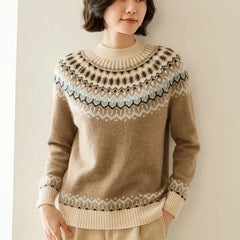 Cream-colored Christine Brewer Jolene cashmere mock neck sweater for women, featuring a cozy, soft knit and stylish fit.