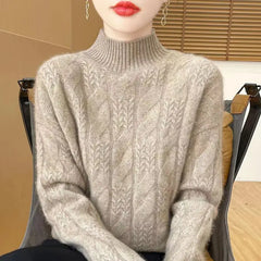 Christine Brewer Janet cashmere cable knit sweater for women, featuring a cozy, textured knit in a classic style.