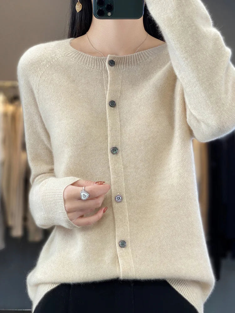 Blanche | Button-Front Crew Neck Cardigan for Women