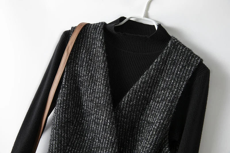 Longline belted tweed coat for women by Christine Brewer, featuring a classic tailored fit and textured fabric.