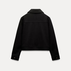 Women's Isla cropped zip-up utility jacket by Christine Brewer, featuring a stylish design with utility pockets and a functional zipper.
