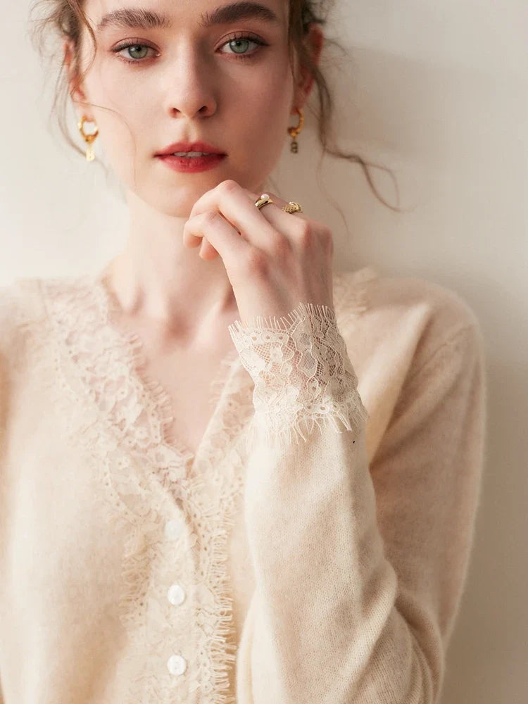 Elsa cashmere cardigan for women by Christine Brewer, soft knit sweater with a relaxed fit and cozy design.