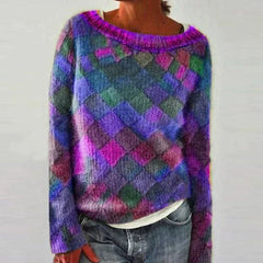 Pink knit sweater for women by Christine Brewer featuring a cozy, textured design and a comfortable fit.