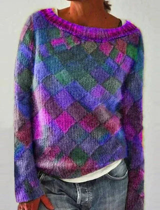 Pink knit sweater for women by Christine Brewer featuring a cozy, textured design and a comfortable fit.
