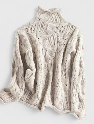 Christine Brewer Regina knit sweater for women, featuring a cozy, textured design in soft, neutral tones.
