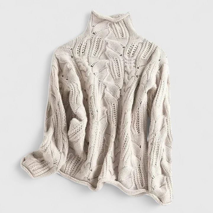 Christine Brewer Regina knit sweater for women, featuring a cozy, textured design in soft, neutral tones.