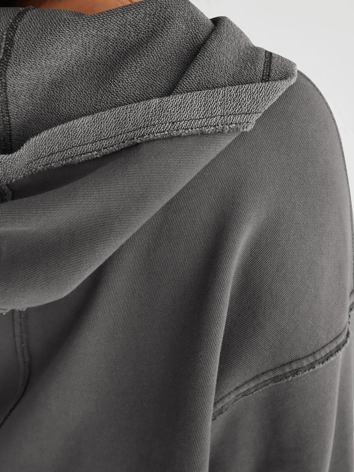 Light gray Eleanor cropped hoodie for women by Christine Brewer, featuring a relaxed fit and soft fabric.