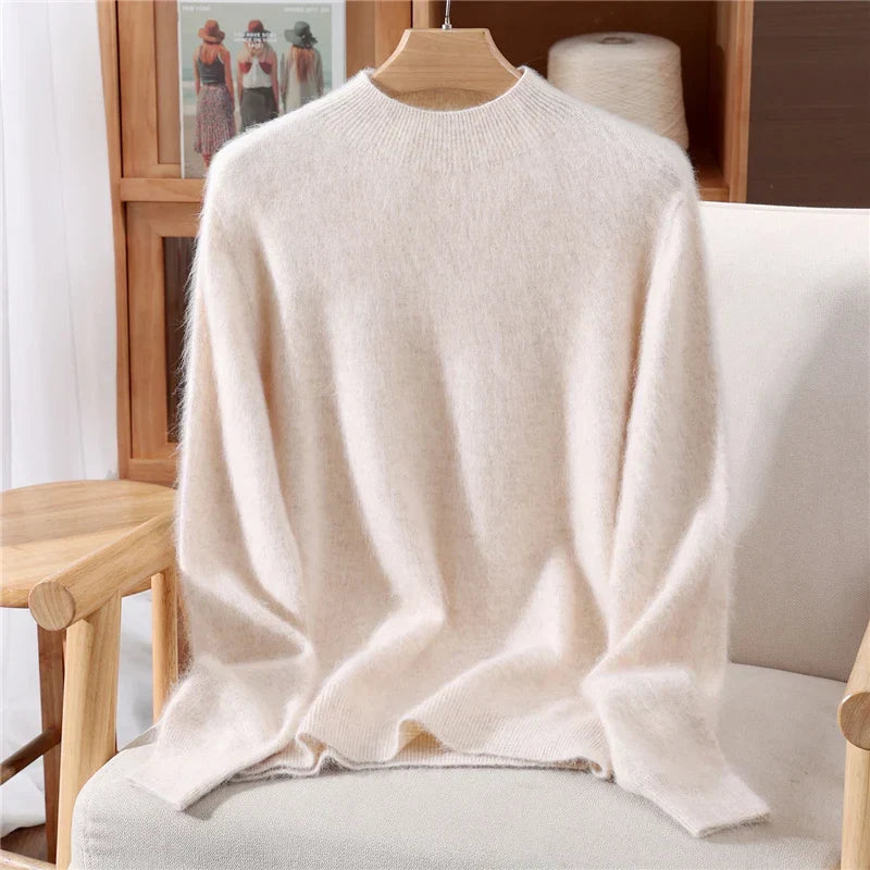 Aurielle | Cashmere Sweater Knit Winter Warm Mock Neck Lightweight Relaxed Fit Pullover Layering Fall