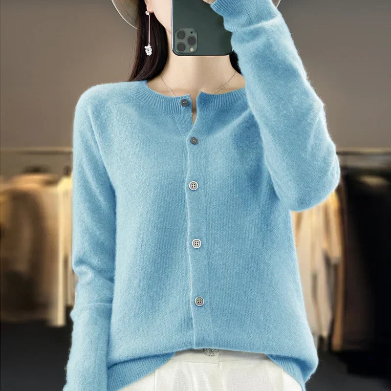Blanche | Button-Front Crew Neck Cardigan for Women