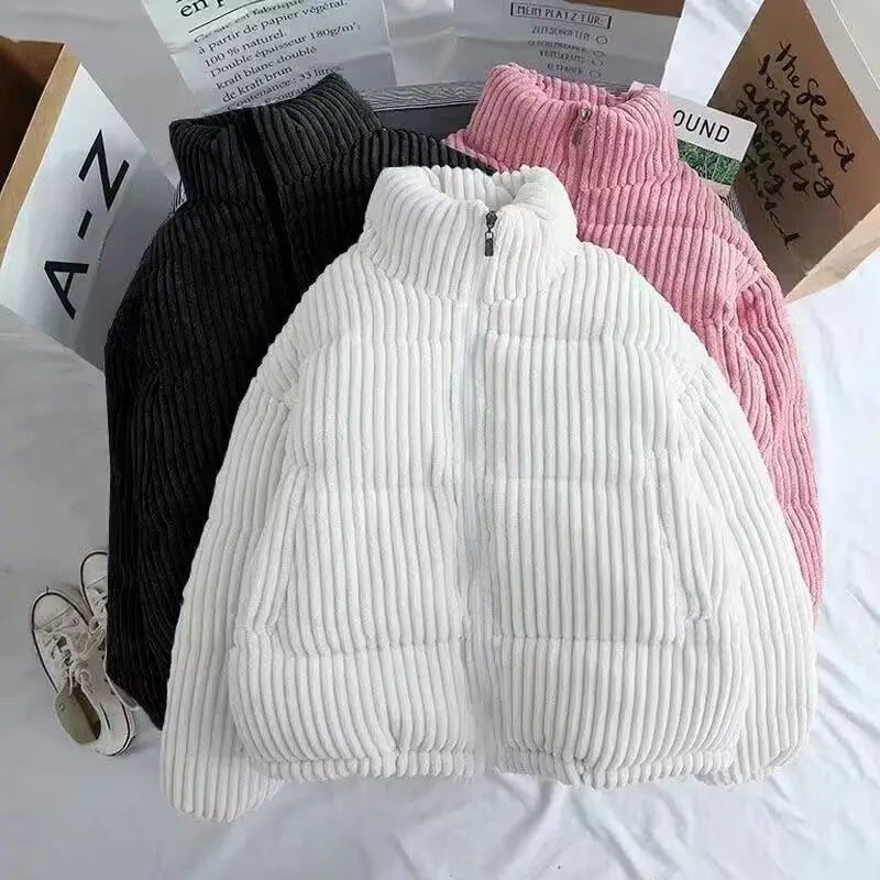 Zara | Quilted Jacket Puffer Jacket Corduroy Winter Warm Cropped Boxy Padded Lined Elasticated Cuffs