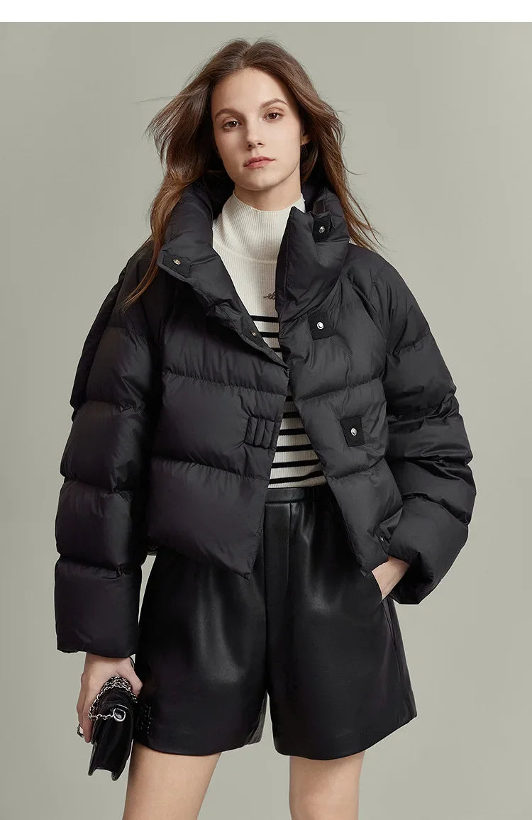 Women's Hannah cropped quilted parka by Christine Brewer, featuring a stylish quilted design and a cozy, cropped fit.