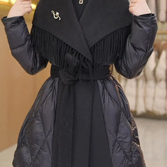 Christine Brewer Stella belted quilted puffer jacket for women, featuring a stylish quilted design and waist belt for a chic look.
