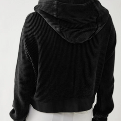 Mia cropped hooded hoodie for women by Christine Brewer, featuring a comfortable fit and casual style, shown in the product image.