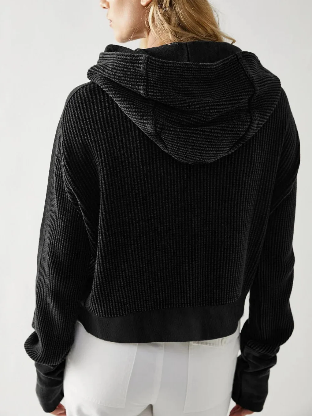 Mia cropped hooded hoodie for women by Christine Brewer, featuring a comfortable fit and casual style, shown in the product image.