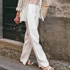 Women’s knit wide-leg drawstring trousers by Christine Brewer, featuring a loose pull-on design and relaxed fit in soft fabric.