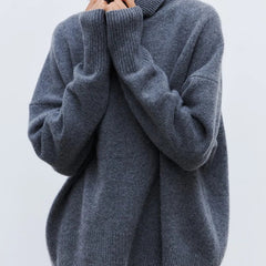 Christine Brewer Erica women's oversized turtleneck sweater, cozy knit in a relaxed fit, in a neutral color.