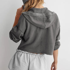 Christine Brewer Eleanor cropped hoodie for women, featuring a comfortable fit and stylish design, shown in a front view.