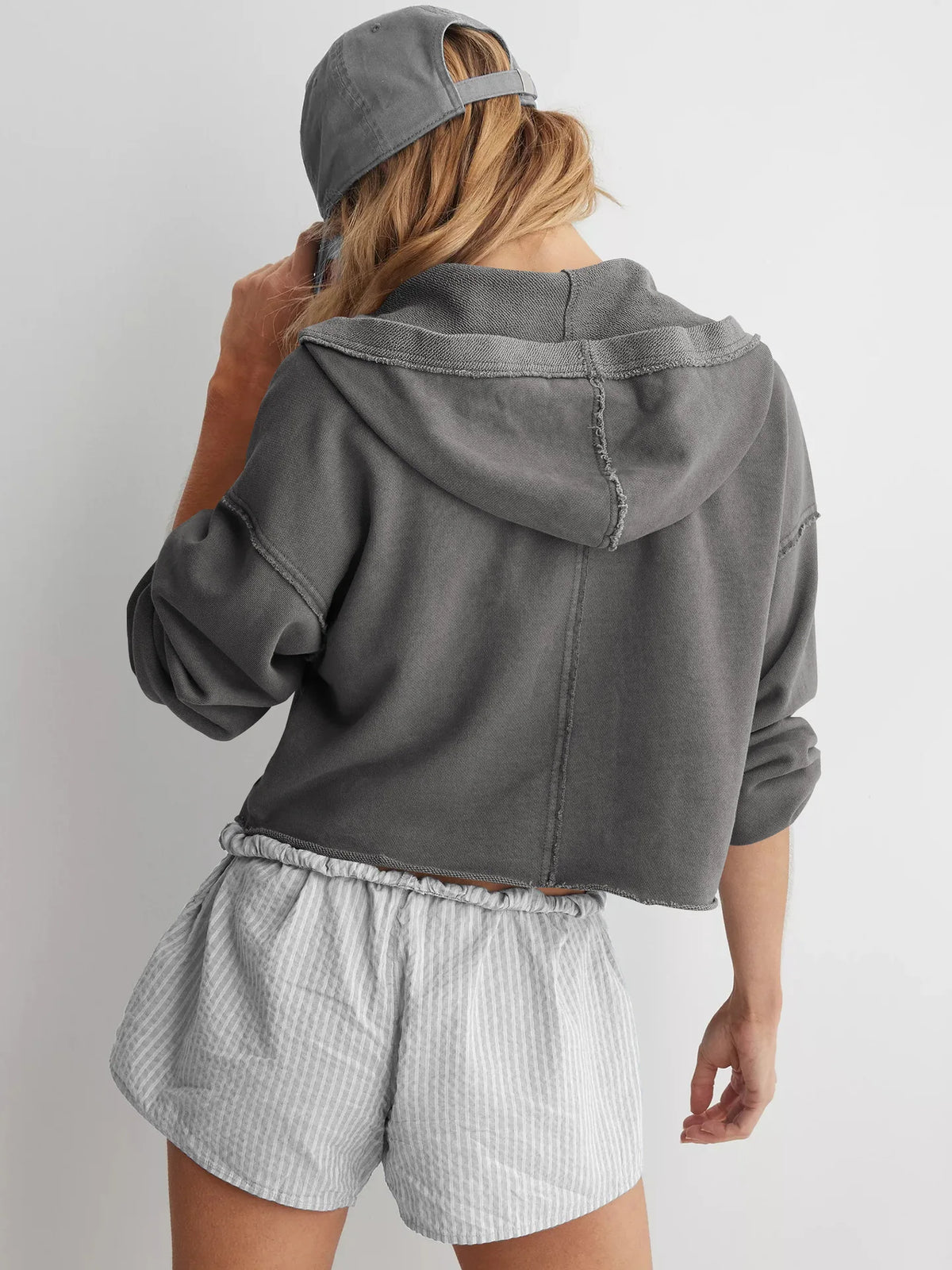 Christine Brewer Eleanor cropped hoodie for women, featuring a comfortable fit and stylish design, shown in a front view.