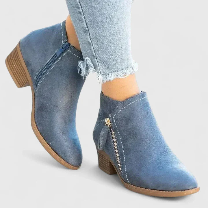 Auryziah | Ankle Boots Booties Women Winter Fall Side Zip Zip Up Low Heel Heeled
