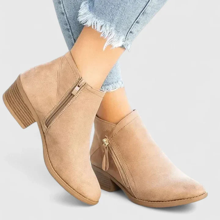 Auryziah | Ankle Boots Booties Women Winter Fall Side Zip Zip Up Low Heel Heeled
