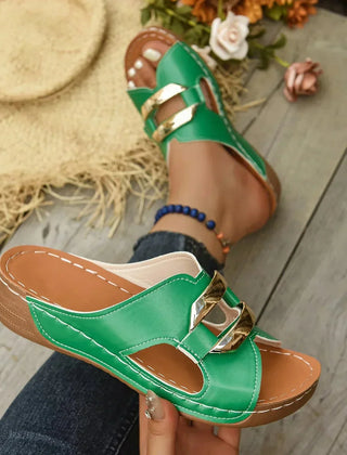 Christine Brewer Lina orthopedic wedge heel sandals for women, featuring comfortable design and stylish straps.