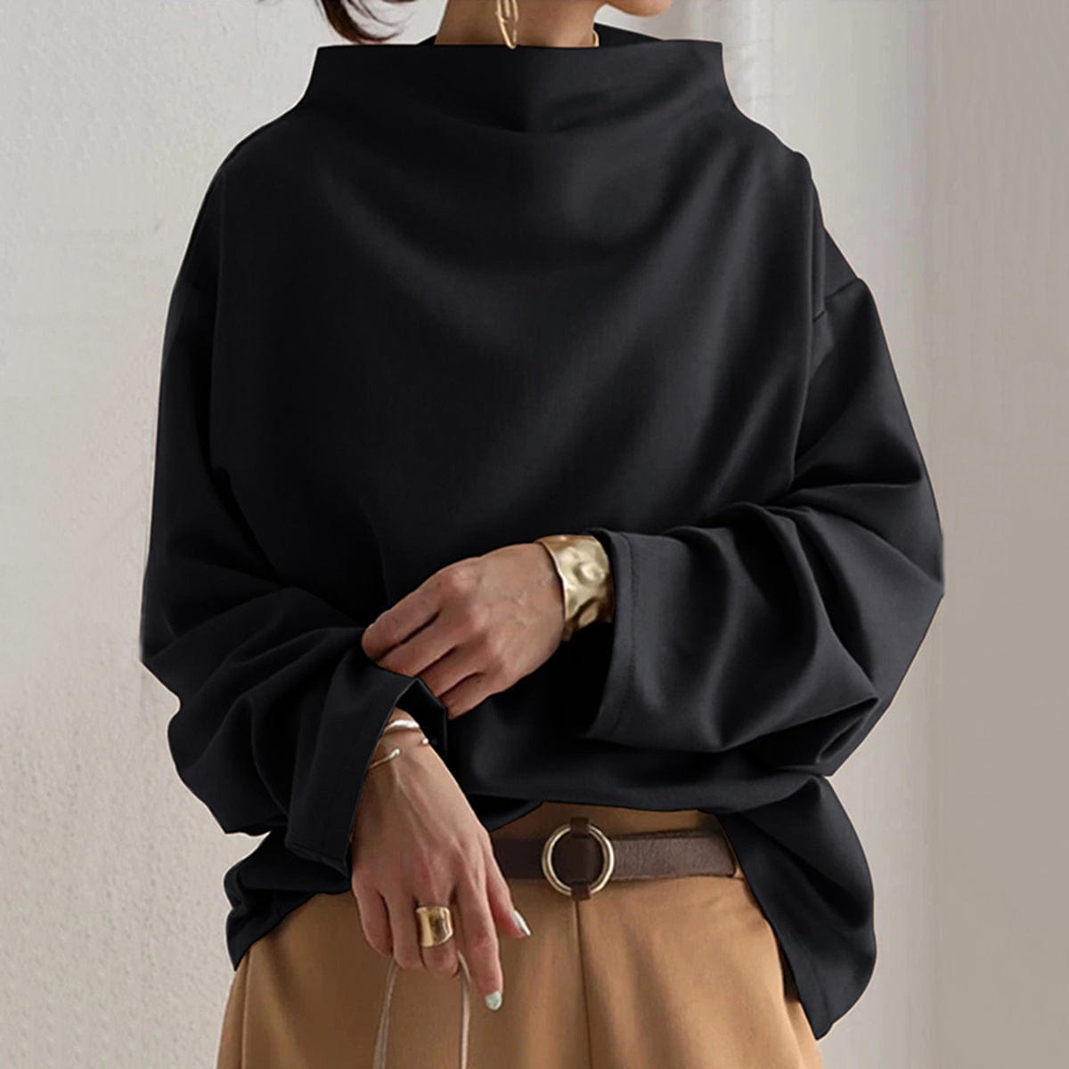 Christine Brewer Isabella soft knit high neck top in versatile, sophisticated design, shown in a cozy, fitted style.