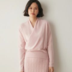 Women’s cashmere sweater by Christine Brewer, Dawn style, soft beige color, featuring a cozy, fitted design.
