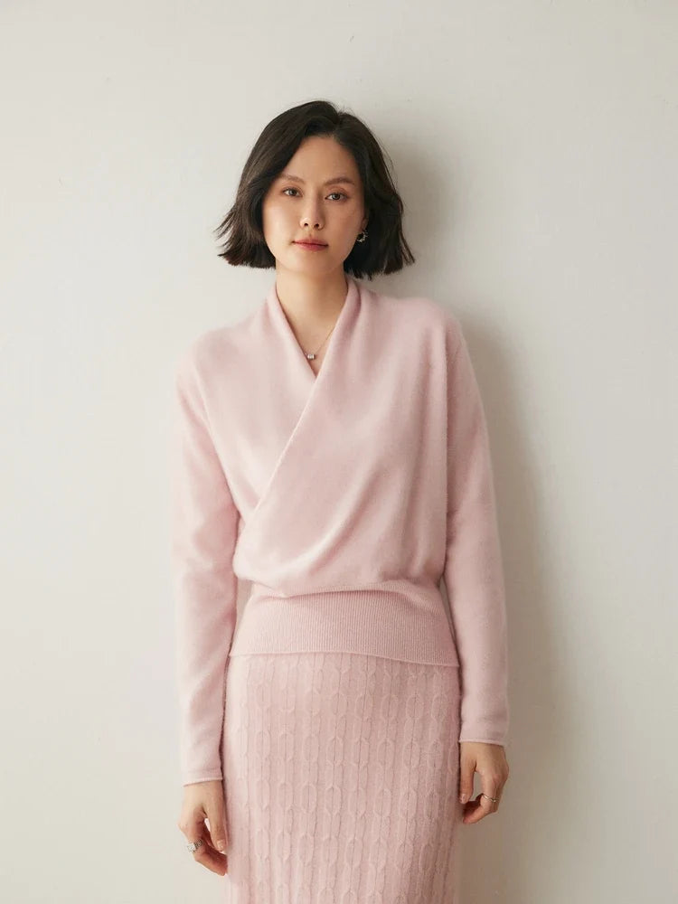 Women’s cashmere sweater by Christine Brewer, Dawn style, soft beige color, featuring a cozy, fitted design.