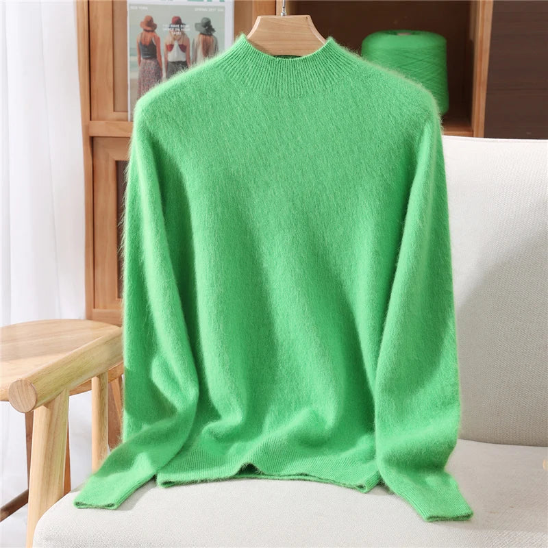 Aurielle | Cashmere Sweater Knit Winter Warm Mock Neck Lightweight Relaxed Fit Pullover Layering Fall