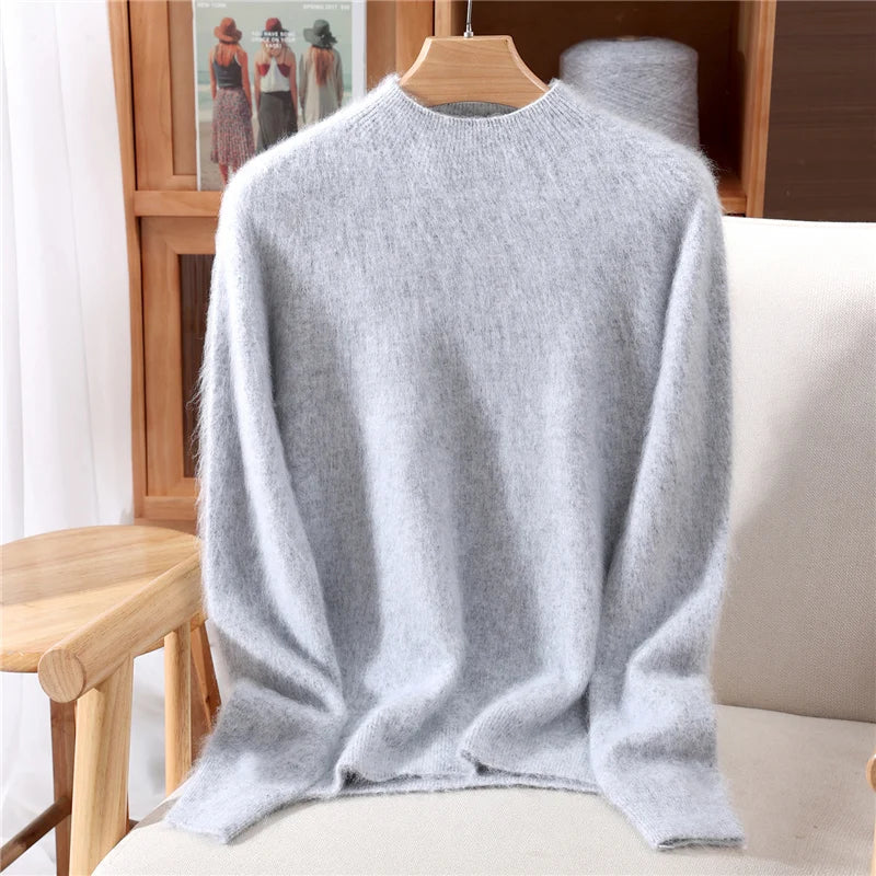 Aurielle | Cashmere Sweater Knit Winter Warm Mock Neck Lightweight Relaxed Fit Pullover Layering Fall