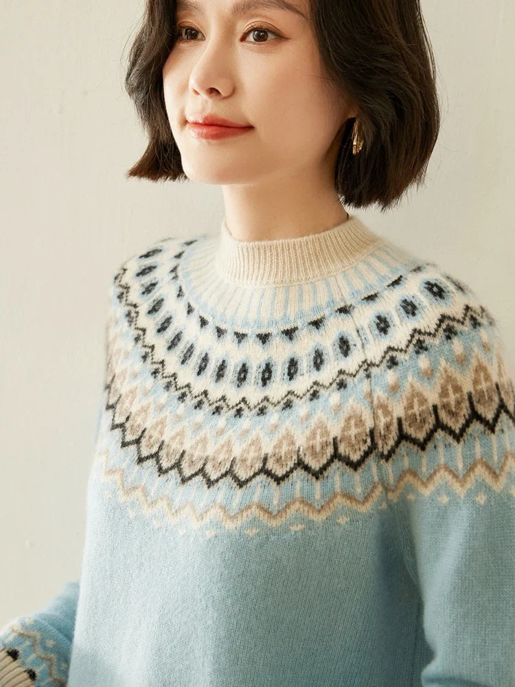 Christine Brewer Jolene cashmere mock neck sweater for women, featuring a soft, cozy fit and classic design.