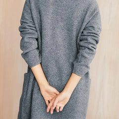 Light gray Jacqueline merino wool cardigan for women by Christine Brewer, featuring a cozy fit and button-front design.