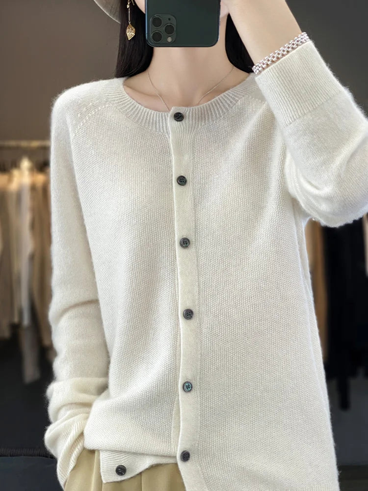 Blanche | Button-Front Crew Neck Cardigan for Women