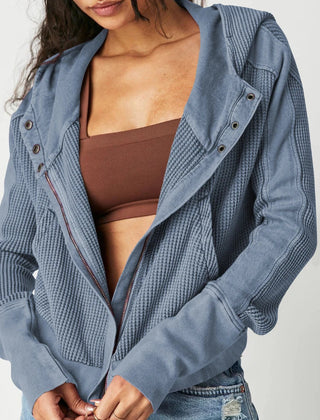 Mia cropped hooded hoodie for women by Christine Brewer, shown in soft fabric with a hood and relaxed fit, stylish casual wear.