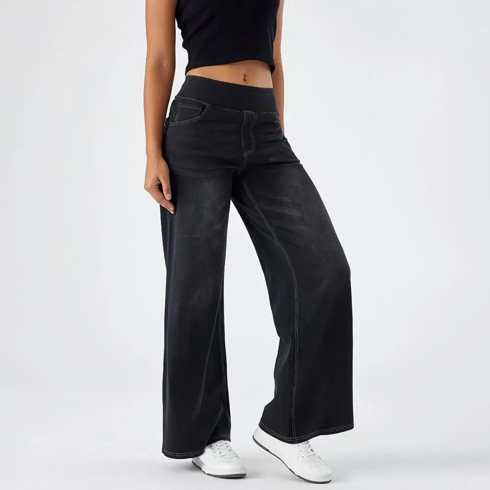 Women’s lace wide-leg high waist pull-on trousers by Christine Brewer, featuring elegant design and comfortable fit.