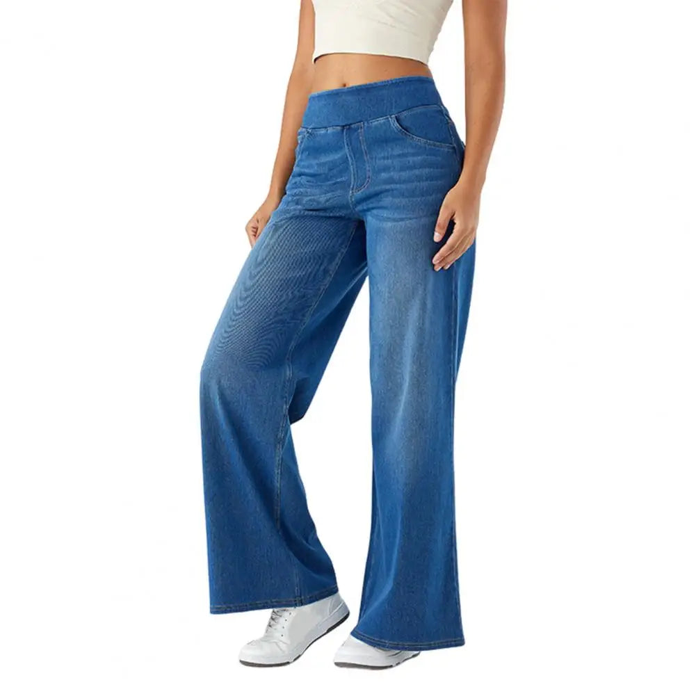 Women’s lace wide-leg high-waist pull-on trousers by Christine Brewer, featuring elegant lace detailing and a flowy silhouette.