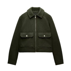 Isla cropped zip-up utility jacket for women by Christine Brewer, featuring a stylish cropped fit and functional utility design.