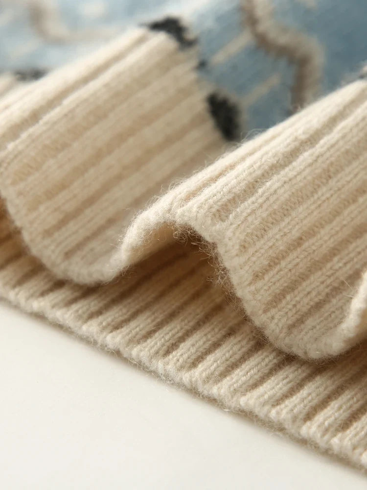 Christine Brewer Jolene cashmere mock neck sweater for women, soft beige knit with long sleeves and a fitted silhouette.