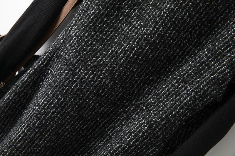 Longline tweed coat for women with belt, made by Christine Brewer, featuring a classic and stylish design in the Maya collection.
