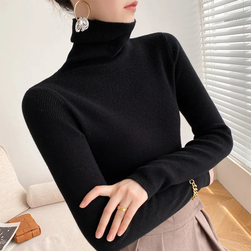 Camille | Cashmere Sweater Turtleneck Knit Winter Warm Slim Fit Lightweight Pullover Layering Fall