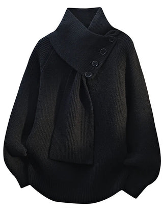 Christine Brewer Nina ribbed scarf neck sweater for women, featuring a cozy knit design and fitted silhouette.