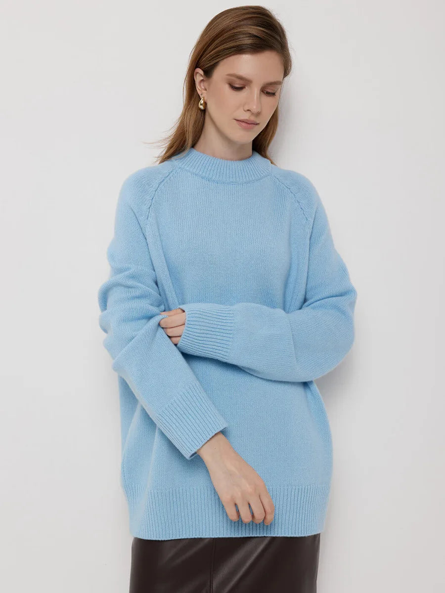 Christine Brewer Flora oversized wool sweater for women, soft knit with a relaxed fit, in a cozy, neutral color.