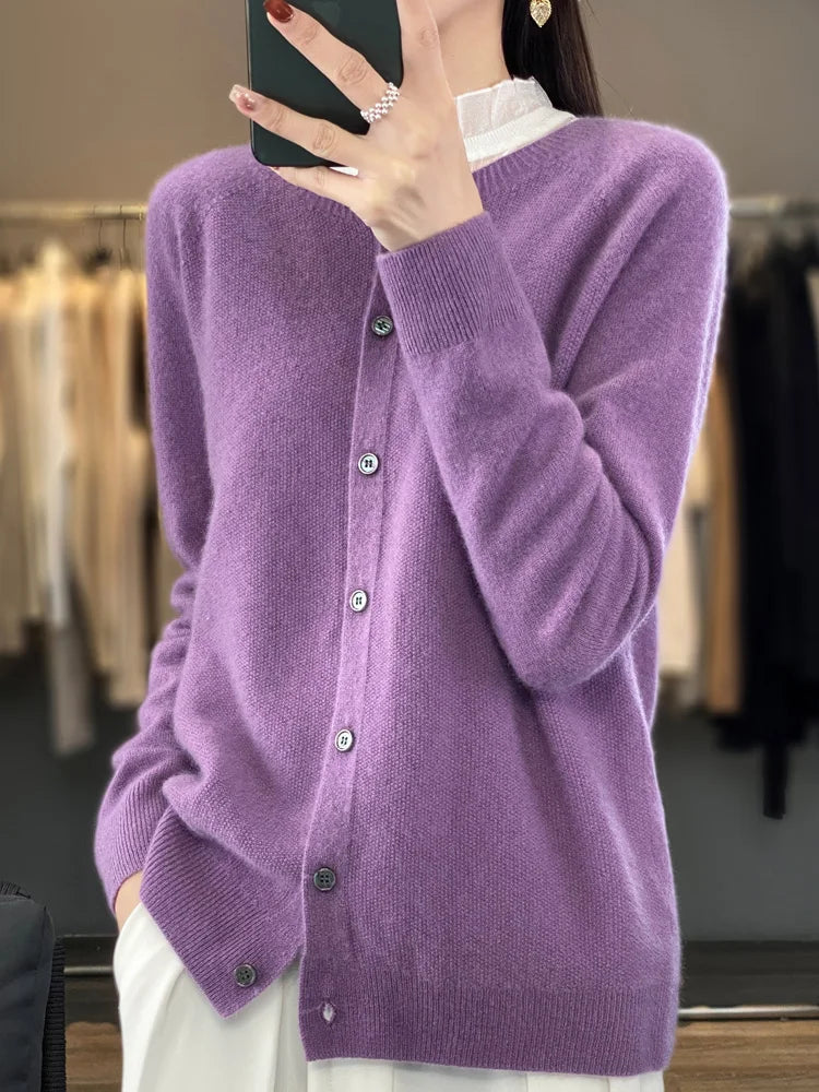 Blanche | Button-Front Crew Neck Cardigan for Women