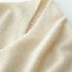 Helen cashmere sweater for women by Christine Brewer, soft beige knit with a relaxed fit and ribbed cuffs and hem.