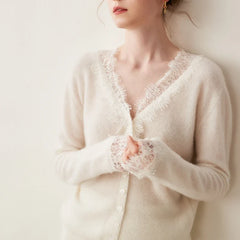 Elsa cashmere cardigan for women by Christine Brewer, soft knit with a stylish open-front design, in a cozy, elegant style.