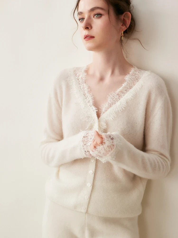 Elsa cashmere cardigan for women by Christine Brewer, soft knit with a stylish open-front design, in a cozy, elegant style.