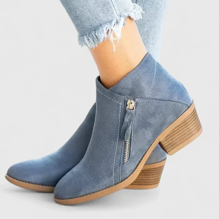 Auryziah | Ankle Boots Booties Women Winter Fall Side Zip Zip Up Low Heel Heeled